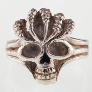 Men's Biker Skull w/Claws Sterling Silver Ring Size 11.25