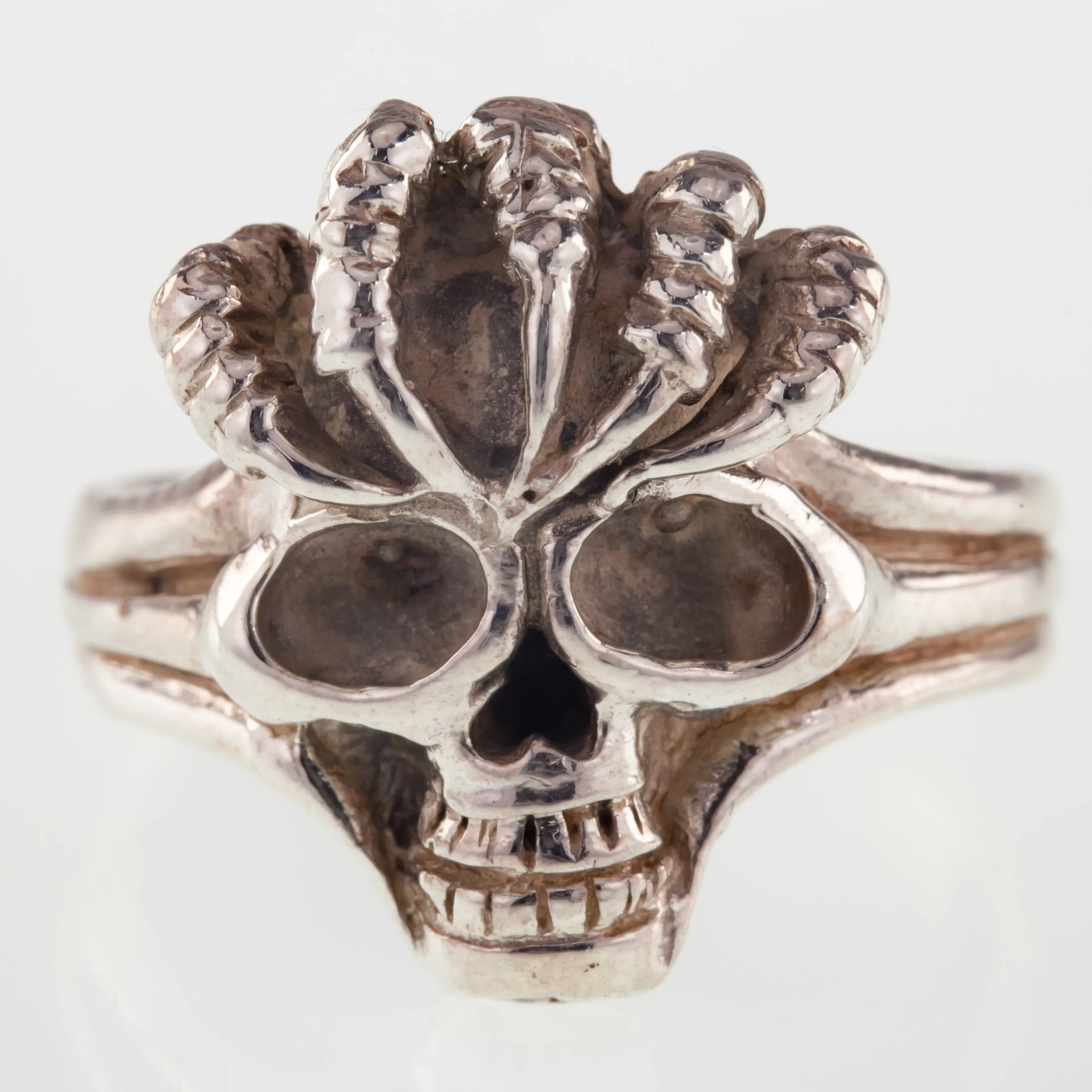 Men's Biker Skull w/Claws Sterling Silver Ring Size 11.25
