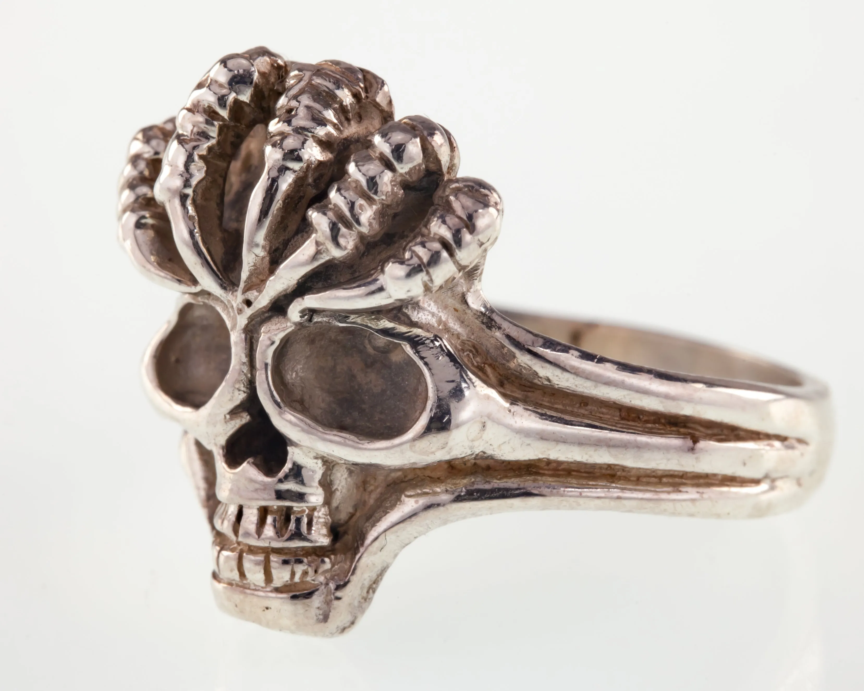 Men's Biker Skull w/Claws Sterling Silver Ring Size 11.25