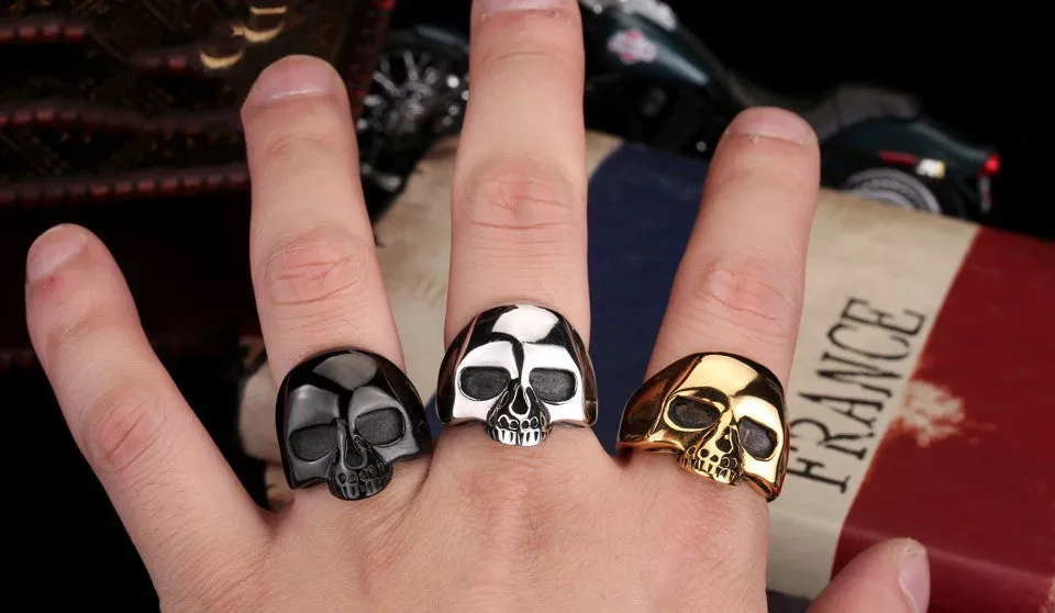 Men's Fashion Punk Black/Silver/Gold Alien Skull Rings Man 316L Stanless Steel Fashion Jewelry
