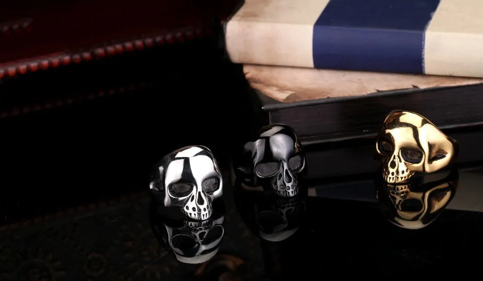Men's Fashion Punk Black/Silver/Gold Alien Skull Rings Man 316L Stanless Steel Fashion Jewelry