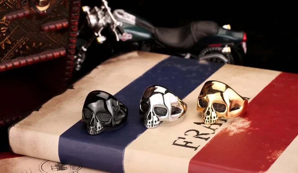 Men's Fashion Punk Black/Silver/Gold Alien Skull Rings Man 316L Stanless Steel Fashion Jewelry