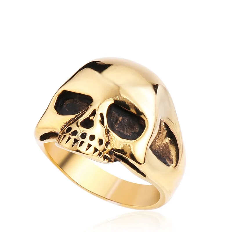 Men's Fashion Punk Black/Silver/Gold Alien Skull Rings Man 316L Stanless Steel Fashion Jewelry