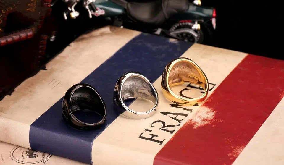 Men's Fashion Punk Black/Silver/Gold Alien Skull Rings Man 316L Stanless Steel Fashion Jewelry