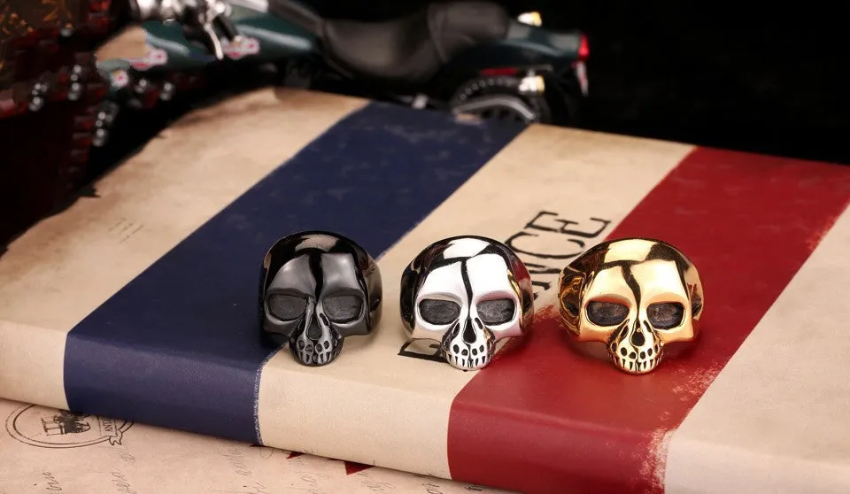 Men's Fashion Punk Black/Silver/Gold Alien Skull Rings Man 316L Stanless Steel Fashion Jewelry