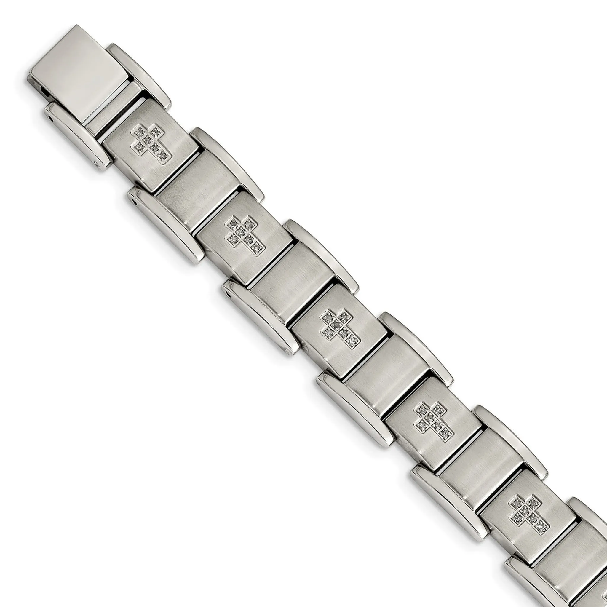 Men's Heavy Diamond Cross Link Bracelet, 1/3rd carat t.w., Stainless Steel
