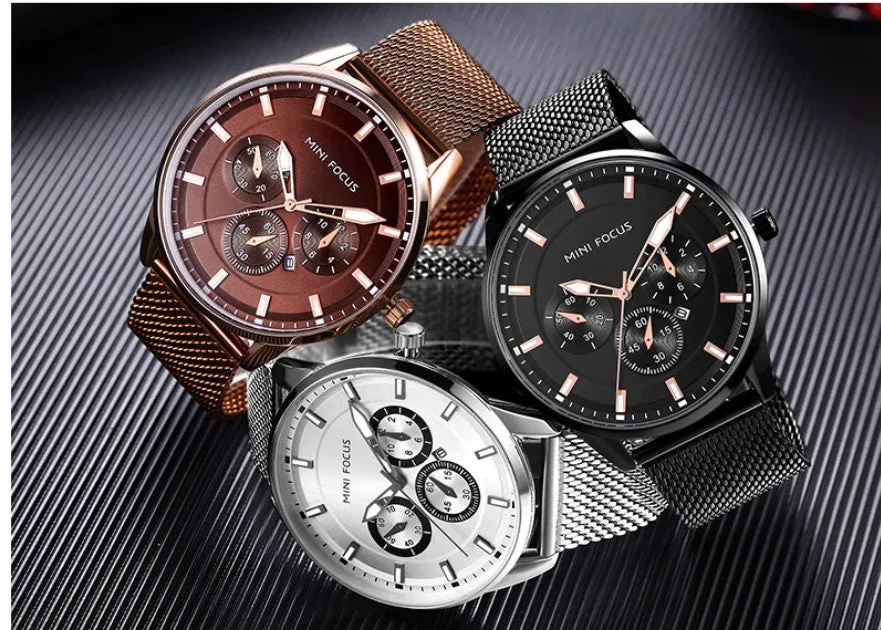 Men's Thin Stainless Steel Band Watches