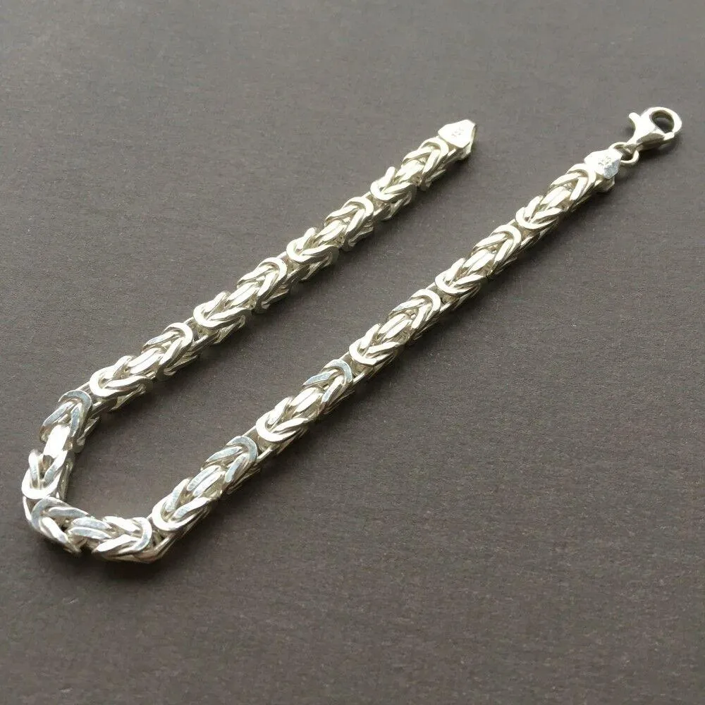 Mens Viking Byzantine Chain Bracelet 5.5mm 38 gr 9 inch 925 Sterling Silver