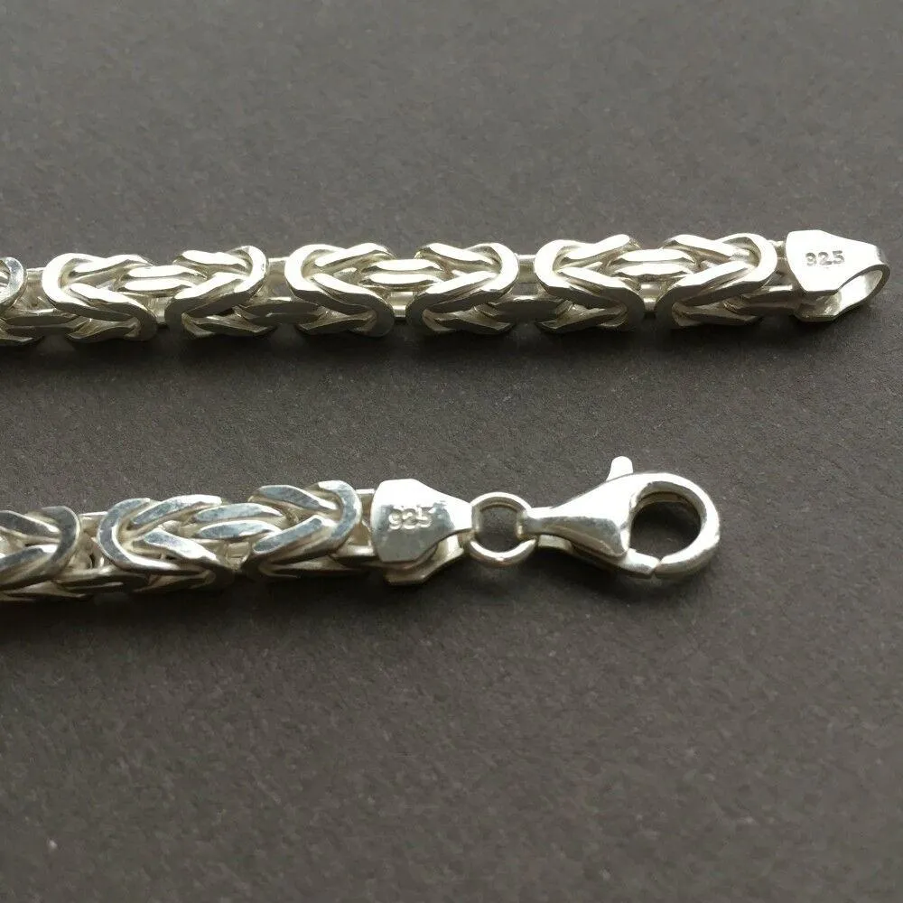 Mens Viking Byzantine Chain Bracelet 5.5mm 38 gr 9 inch 925 Sterling Silver