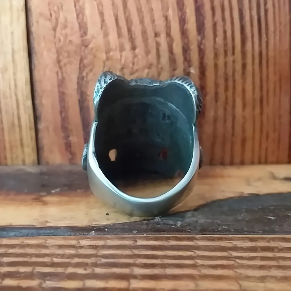 Men's Vintage Skull Bull Horn Charm Ring