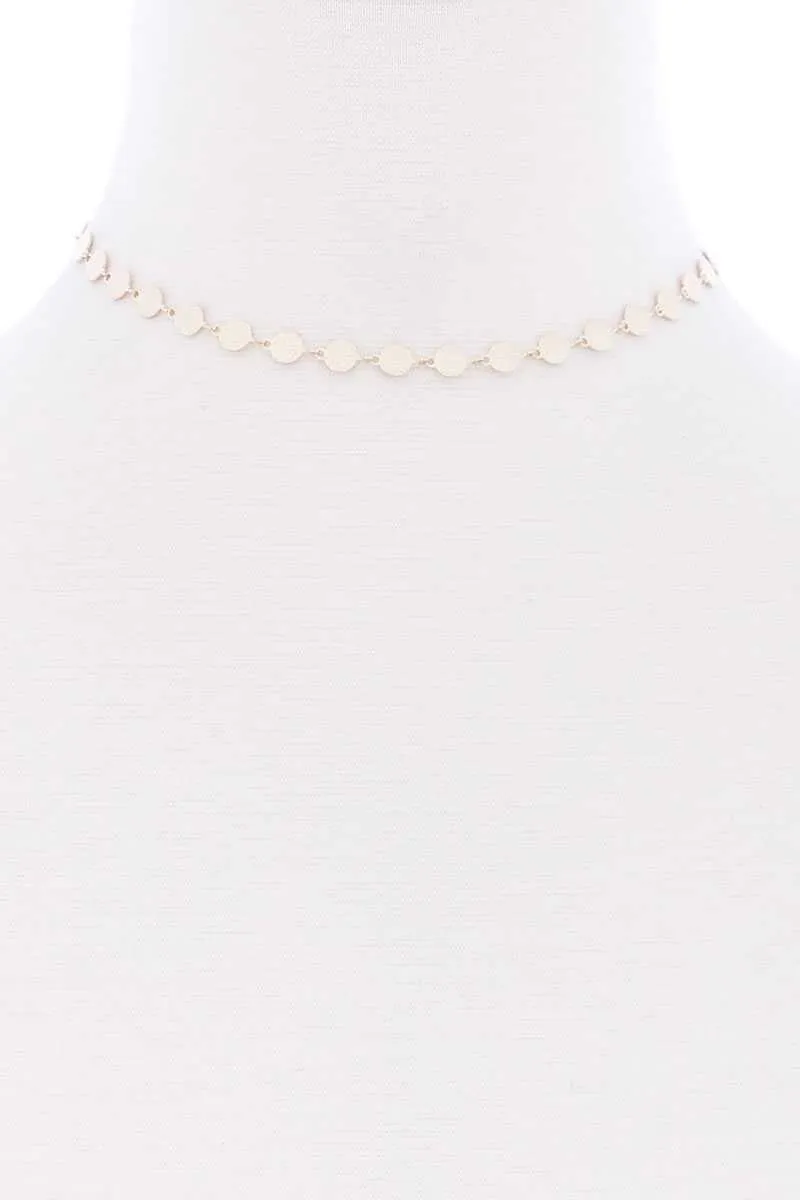 Metal Round Chain Short Necklace