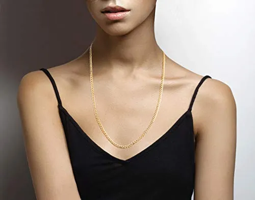MiaBella Solid 18K Gold Over Sterling Silver Italian 5mm Diamond-Cut Cuban Link Curb Chain Necklace for Women Men, 16, 18, 20, 22, 24, 26, 30 Inch 925 Sterling Silver Made in Italy (26 Inches)
