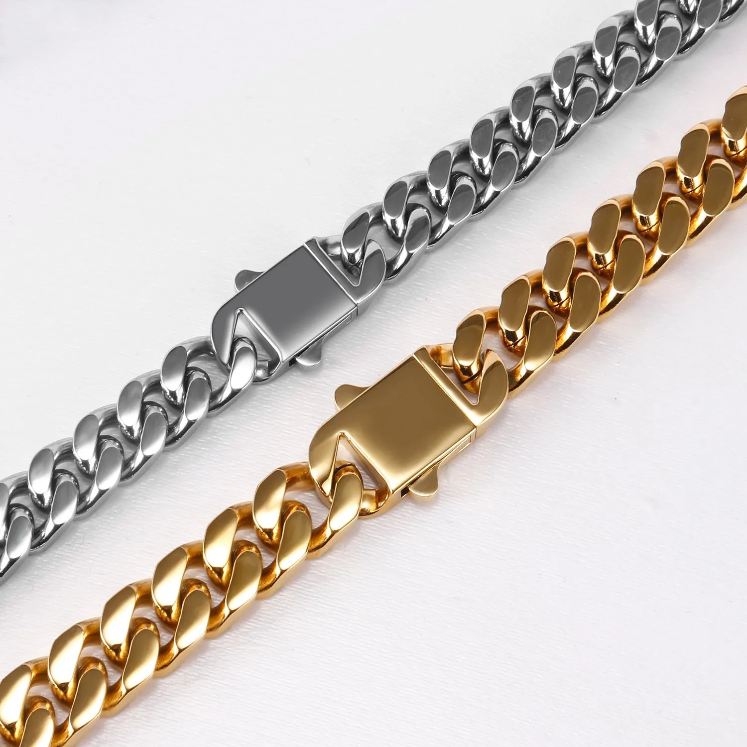 Miami Cuban Link Chain Necklace Bracelet Fashion Jewelry