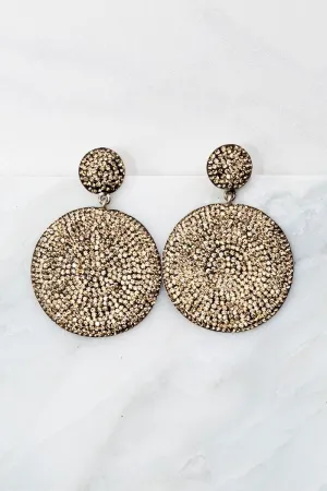 Milky Way Circular Gold Swarovski Crystal Earrings