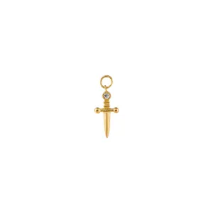 Mini CZ Dagger Charm 14K