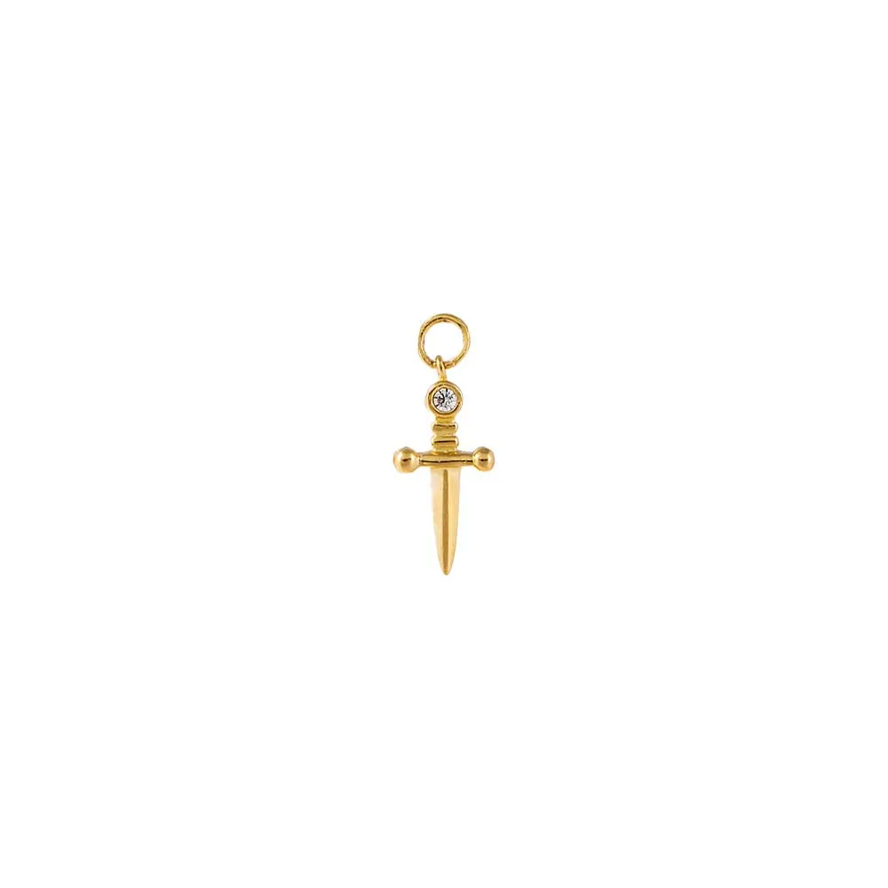 Mini CZ Dagger Charm 14K