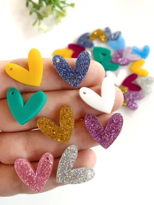 Mixed colors enlarged hearts / 10 Pieces, 20mm