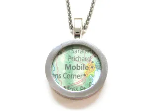 Mobile Alabama Map Pendant Necklace