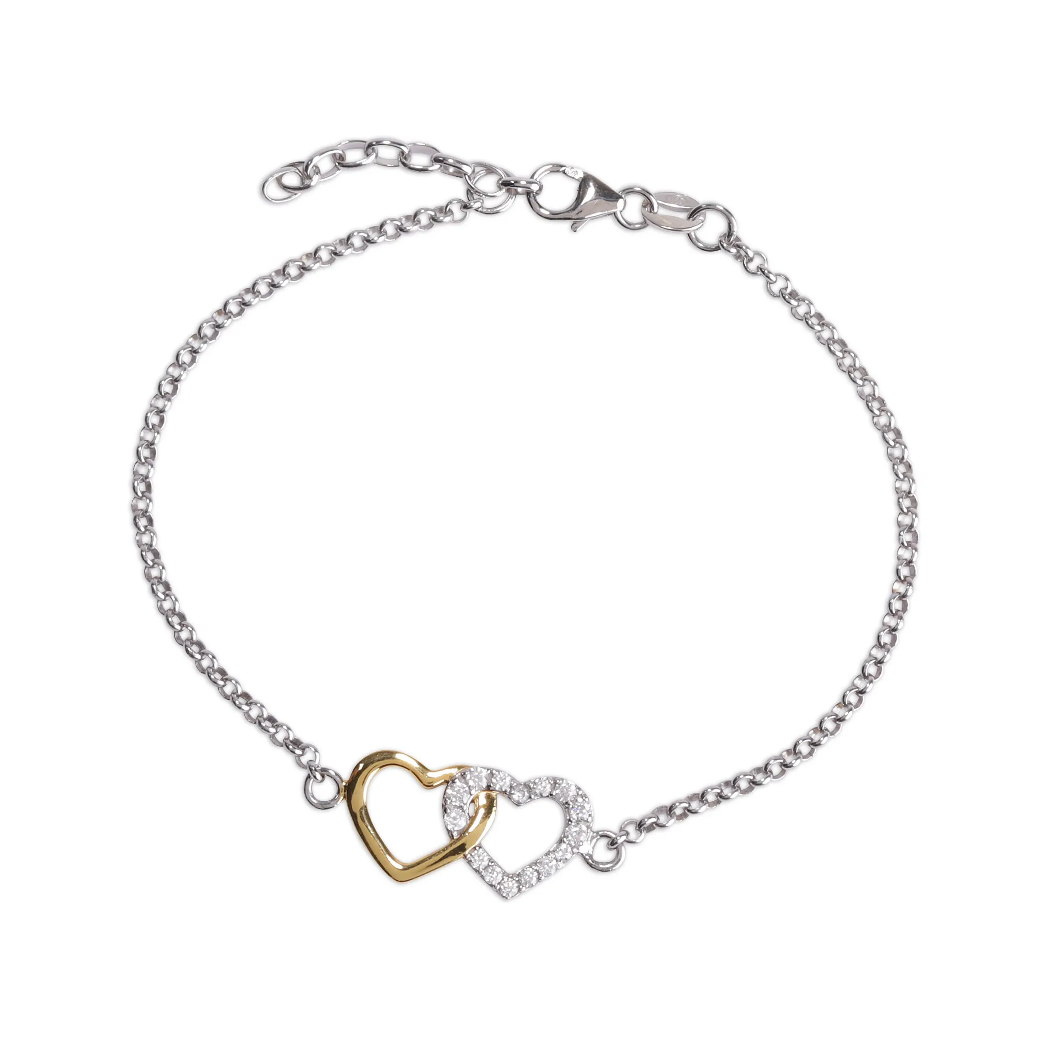 Mom and Me Bracelet Set - Double Hearts Gold-Plated/Sterling Silver