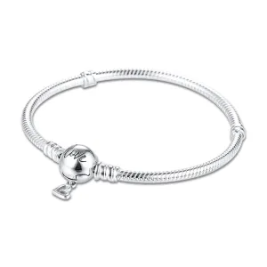 Moments Freehand Heart Clasp Snake Chain Sterling Silver Bracelets For Woman