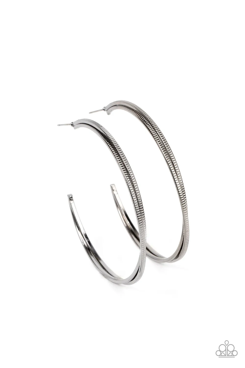 Monochromatic Curves Black Hoop Earrings Paparazzi