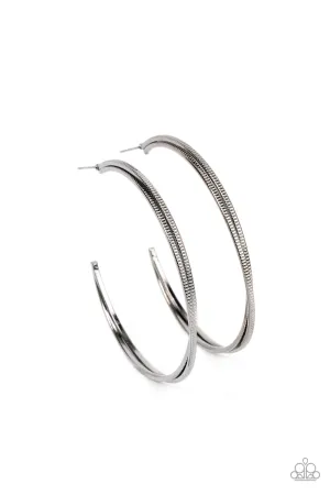 Monochromatic Curves Black Hoop Earrings Paparazzi