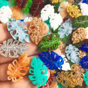 Monstera Leaves Pendants for Earrings / 10 Pieces, 30mm