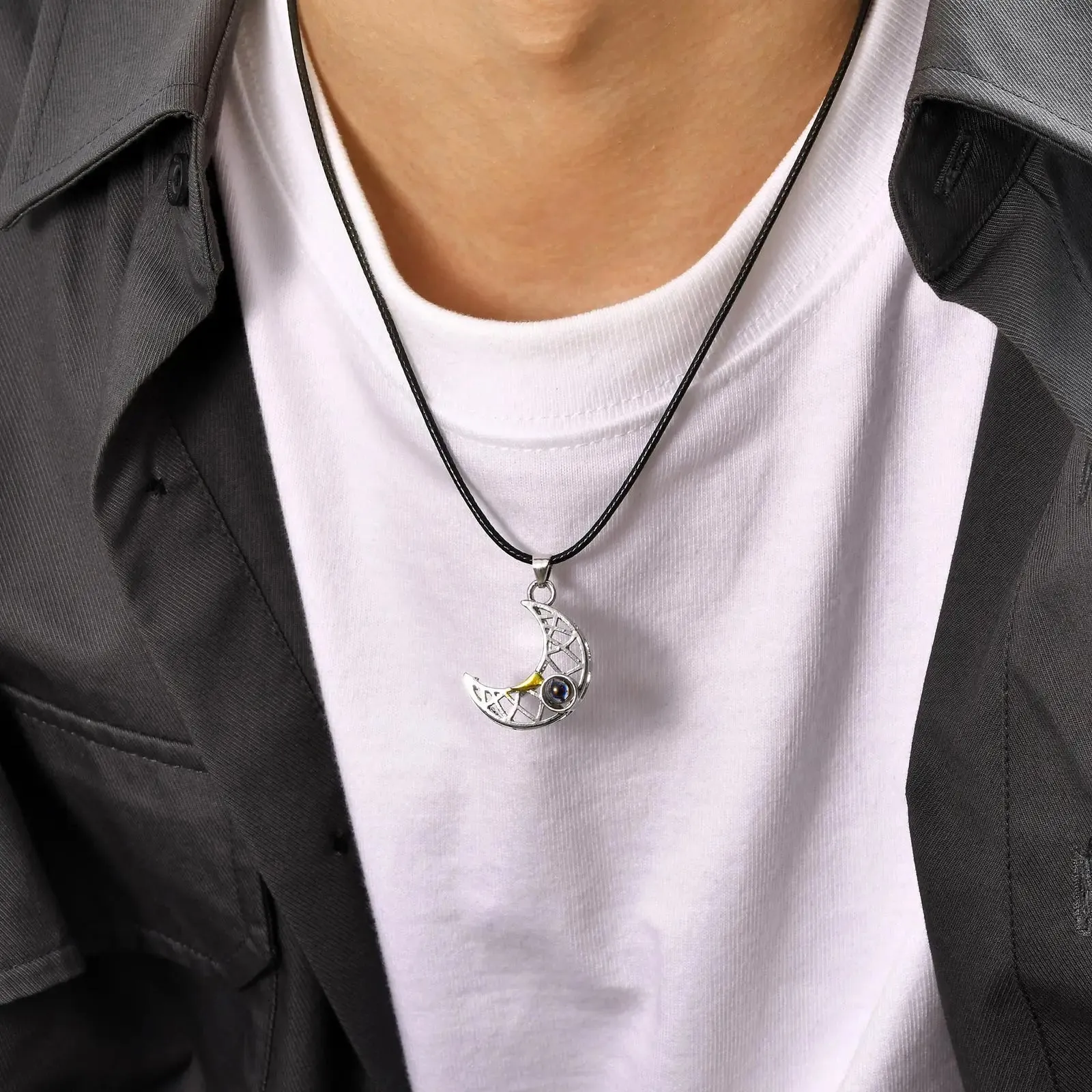 Moon Star Couple Necklaces,1set/2pcs Hollow Metal Sun Flower Pendants