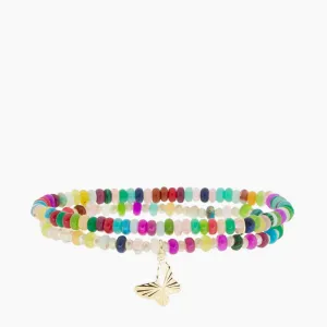 Multi-Stretch Beaded Bracelets with Butterfly Charm