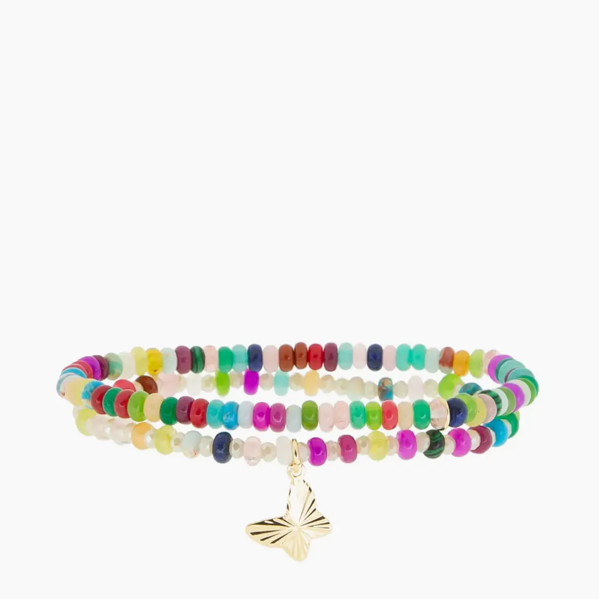 Multi-Stretch Beaded Bracelets with Butterfly Charm