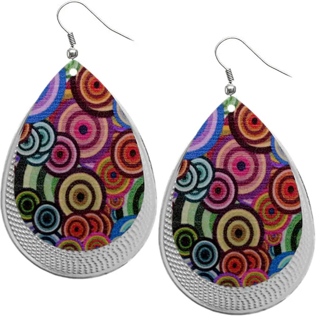 Multicolor Circular Pattern Teardrop Earrings