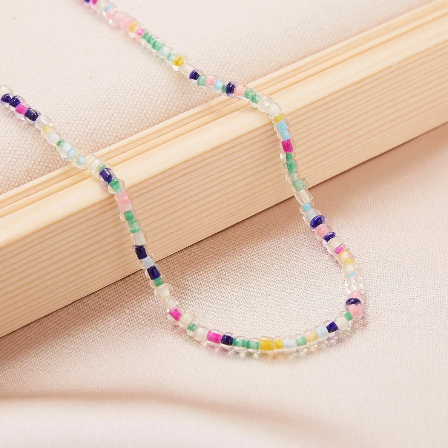Multicolor Mini Beads Clavicle Chain Choker Necklace for Women