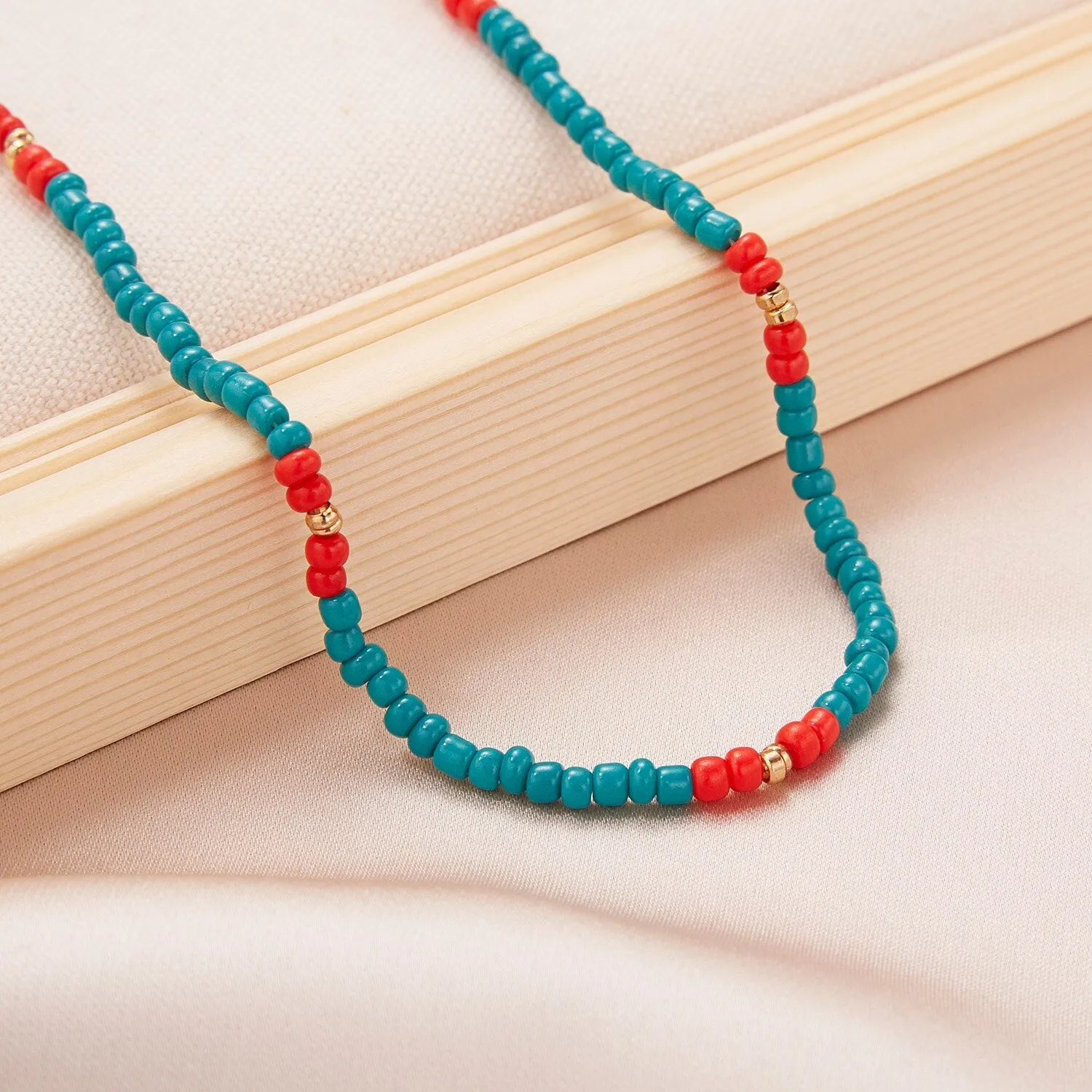 Multicolor Mini Beads Clavicle Chain Choker Necklace for Women