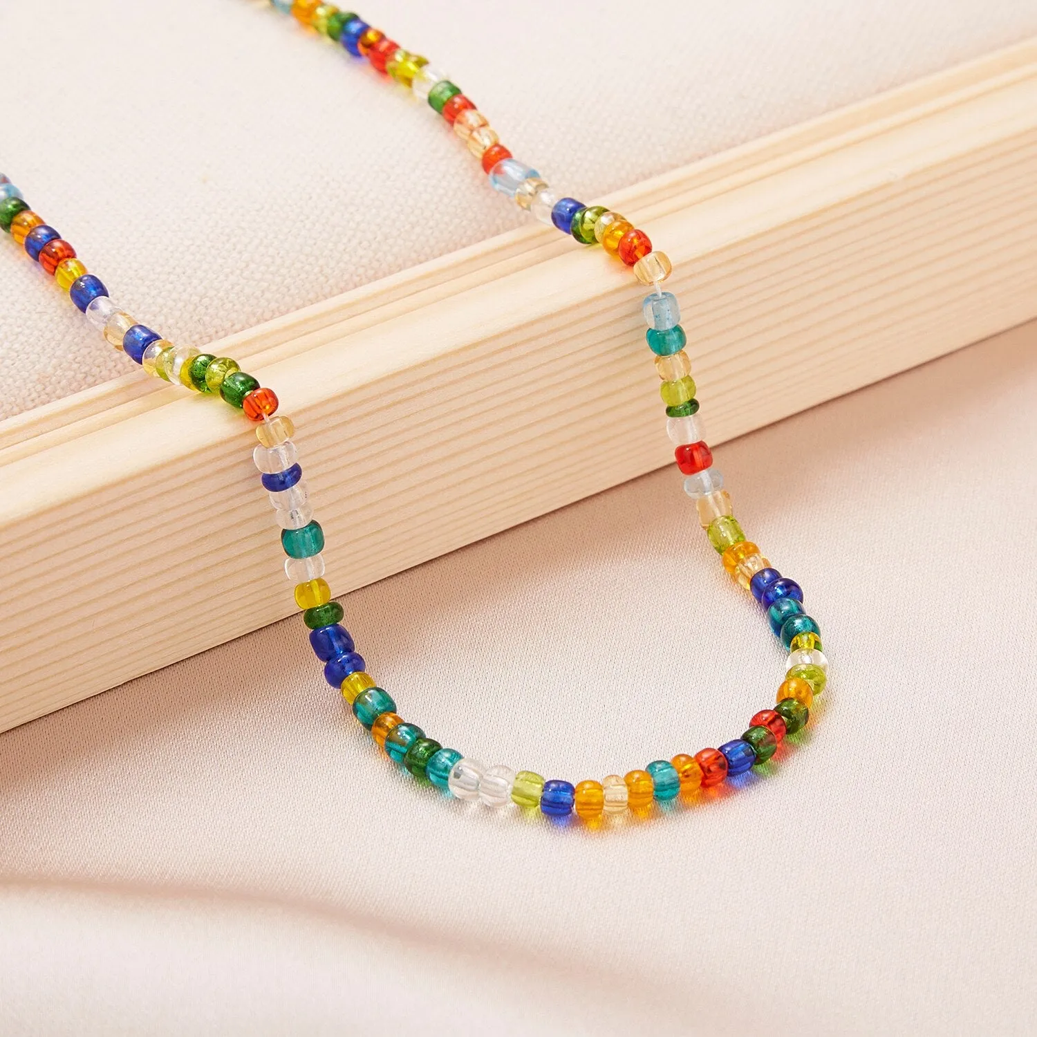 Multicolor Mini Beads Clavicle Chain Choker Necklace for Women