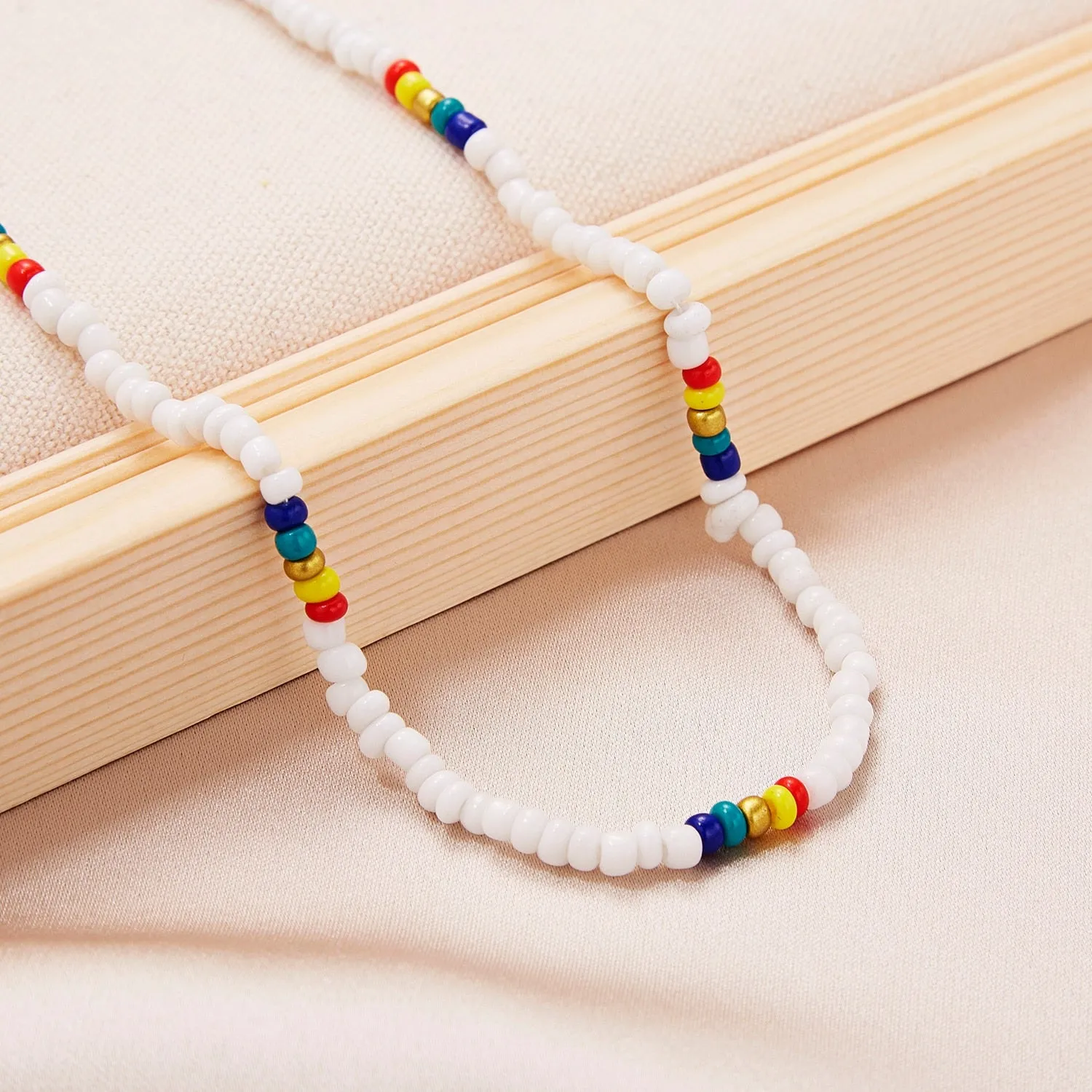 Multicolor Mini Beads Clavicle Chain Choker Necklace for Women