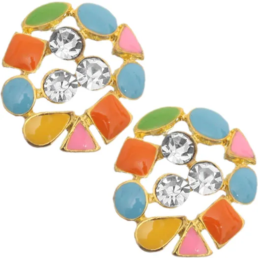 Multicolor Rhinestone Multi-Shape Post Earrings