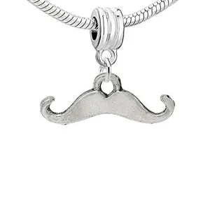 Mustache European Bead Compatible for Most European Snake Chain Charm Bracelet