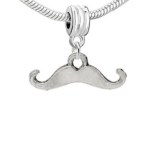Mustache European Bead Compatible for Most European Snake Chain Charm Bracelet