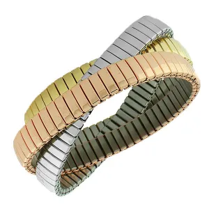 My Daily Styles Stainless Steel Silver-Tone Gold-Tone Three Interlocked Stretch Bracelets