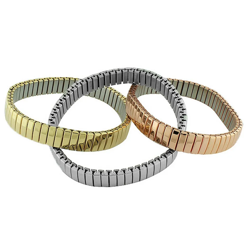 My Daily Styles Stainless Steel Silver-Tone Gold-Tone Three Interlocked Stretch Bracelets