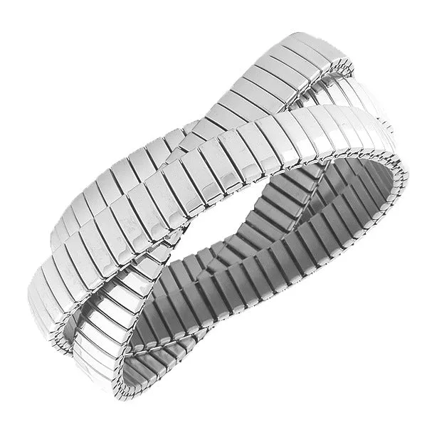 My Daily Styles Stainless Steel Silver-Tone Gold-Tone Three Interlocked Stretch Bracelets