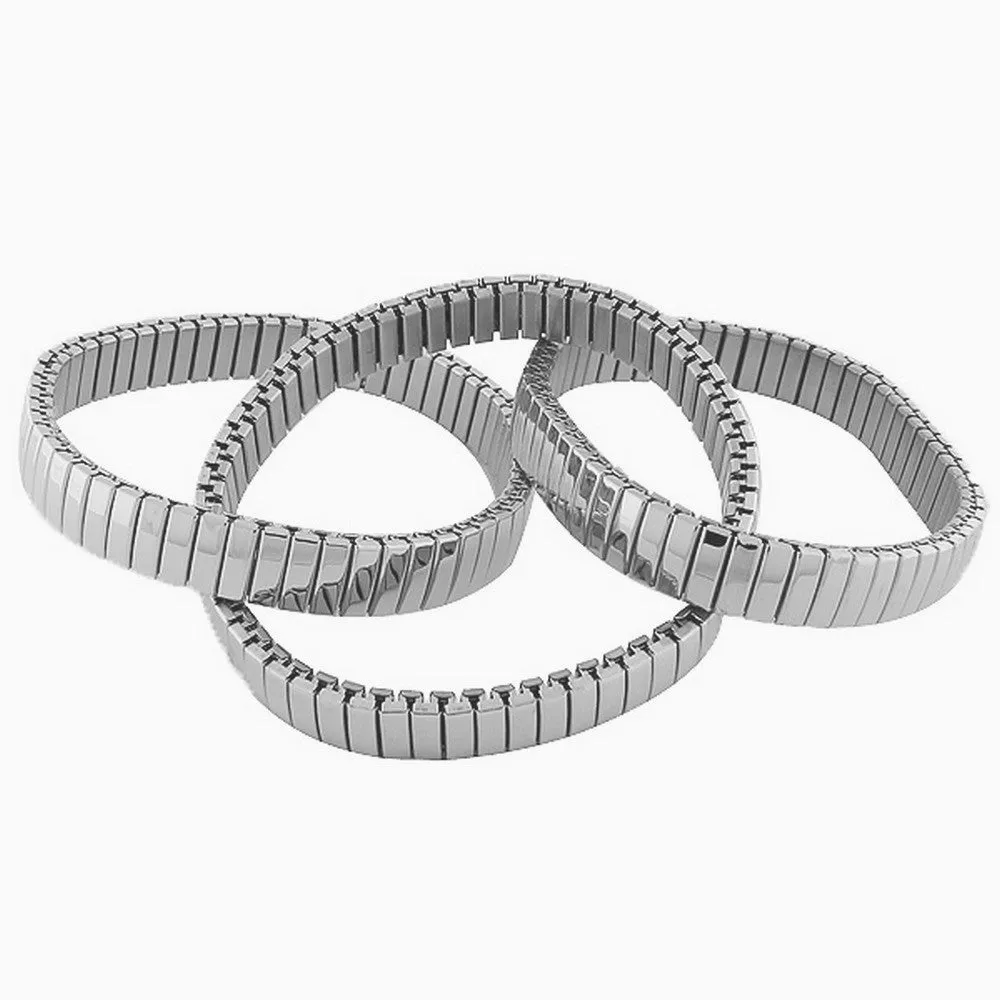 My Daily Styles Stainless Steel Silver-Tone Gold-Tone Three Interlocked Stretch Bracelets