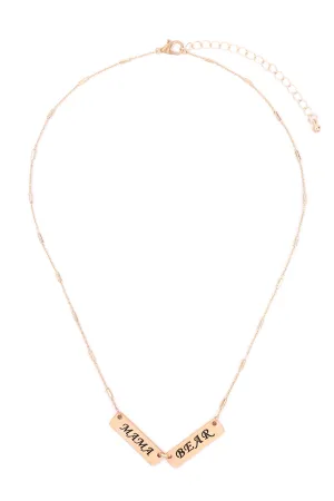 MYN1420MGMA - "MAMA BEAR" DOUBLE BAR CHARM PENDANT NECKLACE