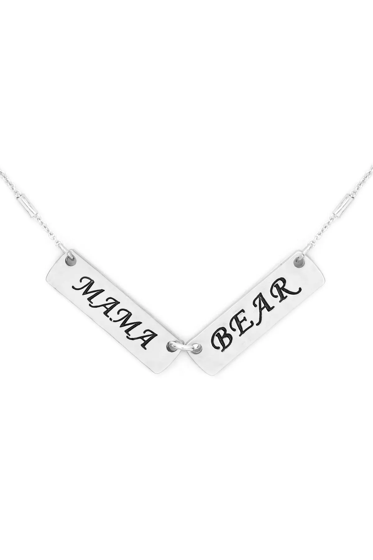 MYN1420MGMA - "MAMA BEAR" DOUBLE BAR CHARM PENDANT NECKLACE