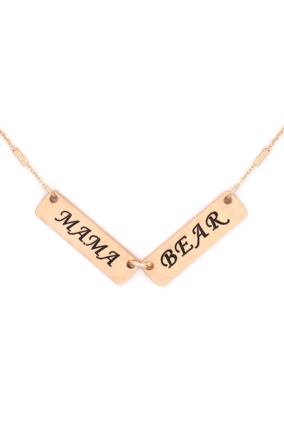 MYN1420MGMA - "MAMA BEAR" DOUBLE BAR CHARM PENDANT NECKLACE