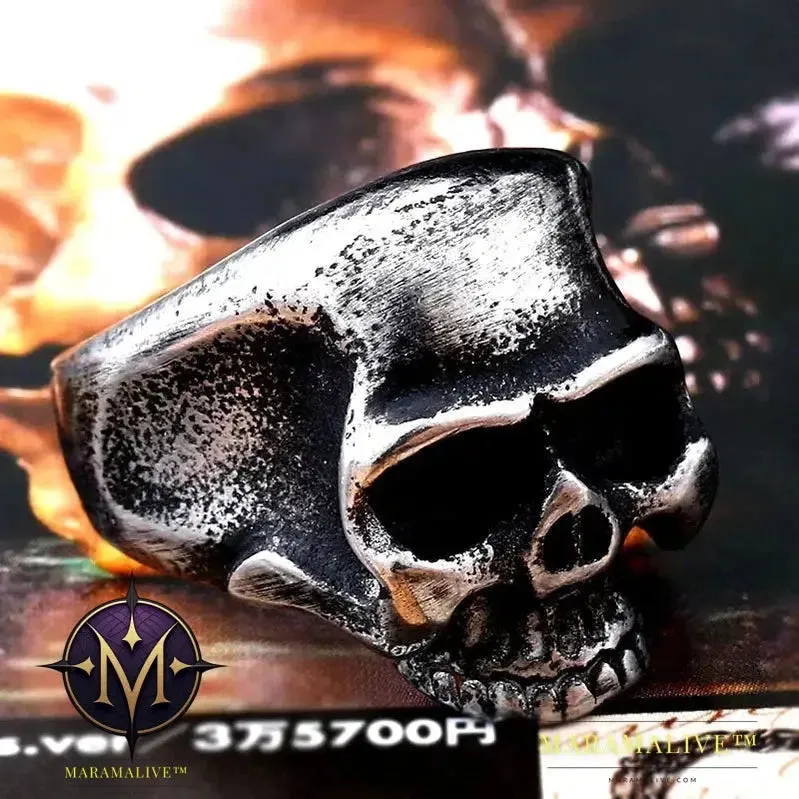 Mysterious Portrait Retro Pattern Skull Ring Biker High Quality Jewelry