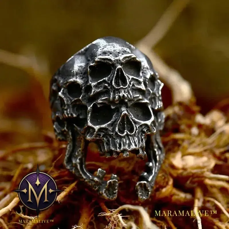 Mysterious Portrait Retro Pattern Skull Ring Biker High Quality Jewelry