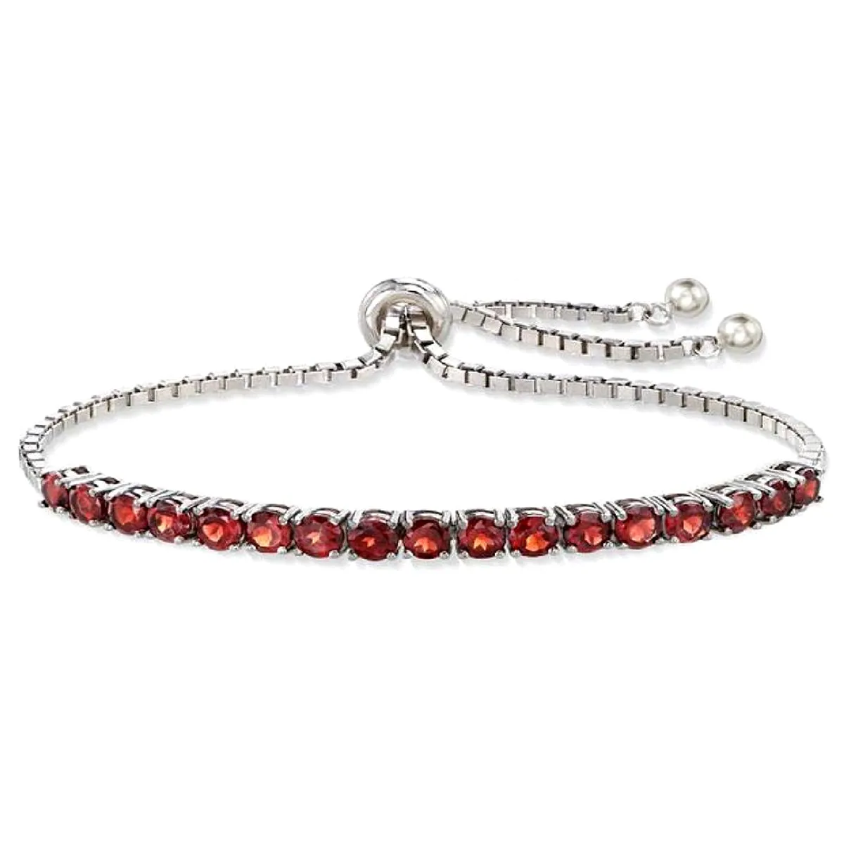Natural Garnet 925 Sterling Silver Tennis Bracelet Jewelry