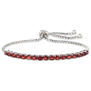 Natural Garnet 925 Sterling Silver Tennis Bracelet Jewelry
