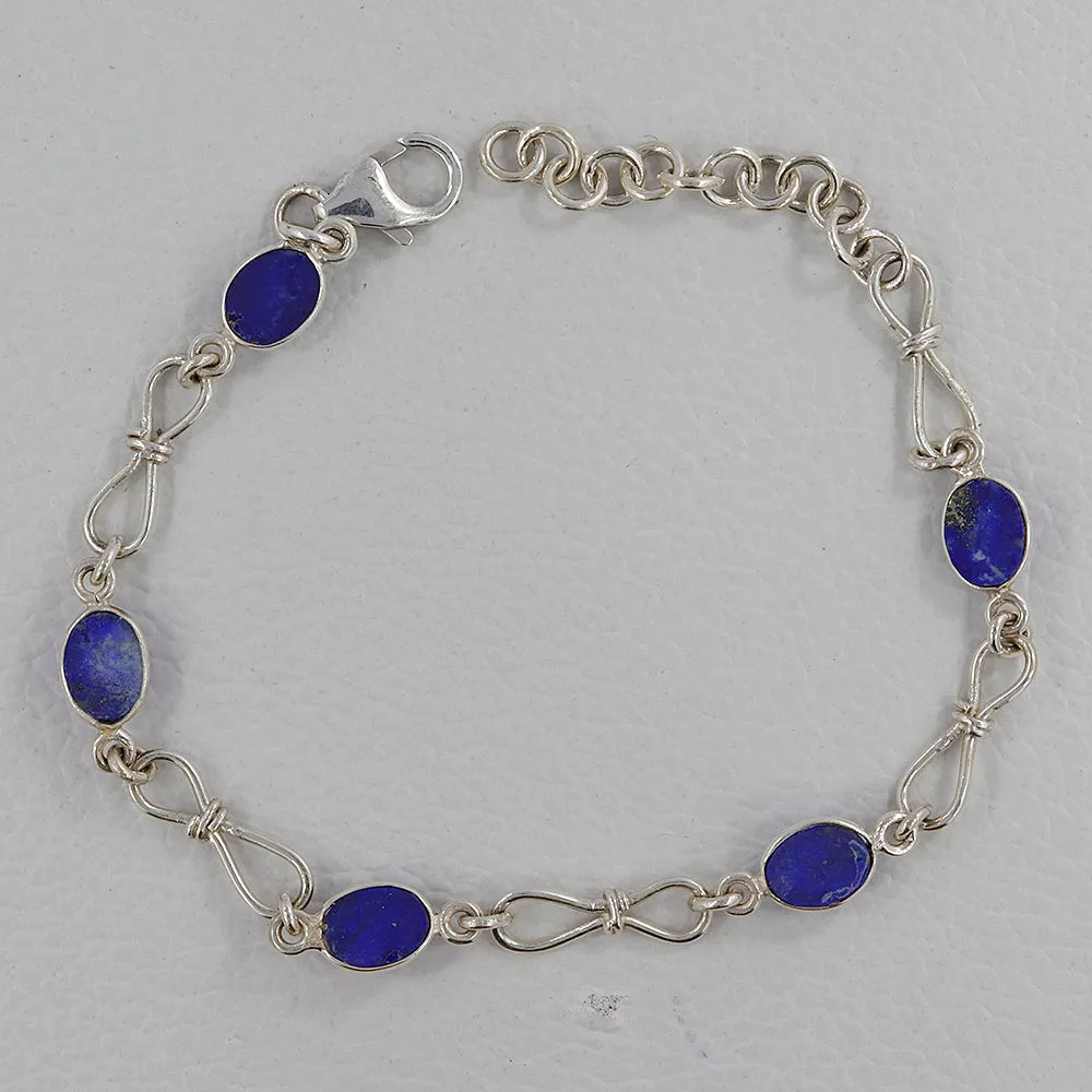 Natural Lapis Lazuli Silver Bracelets